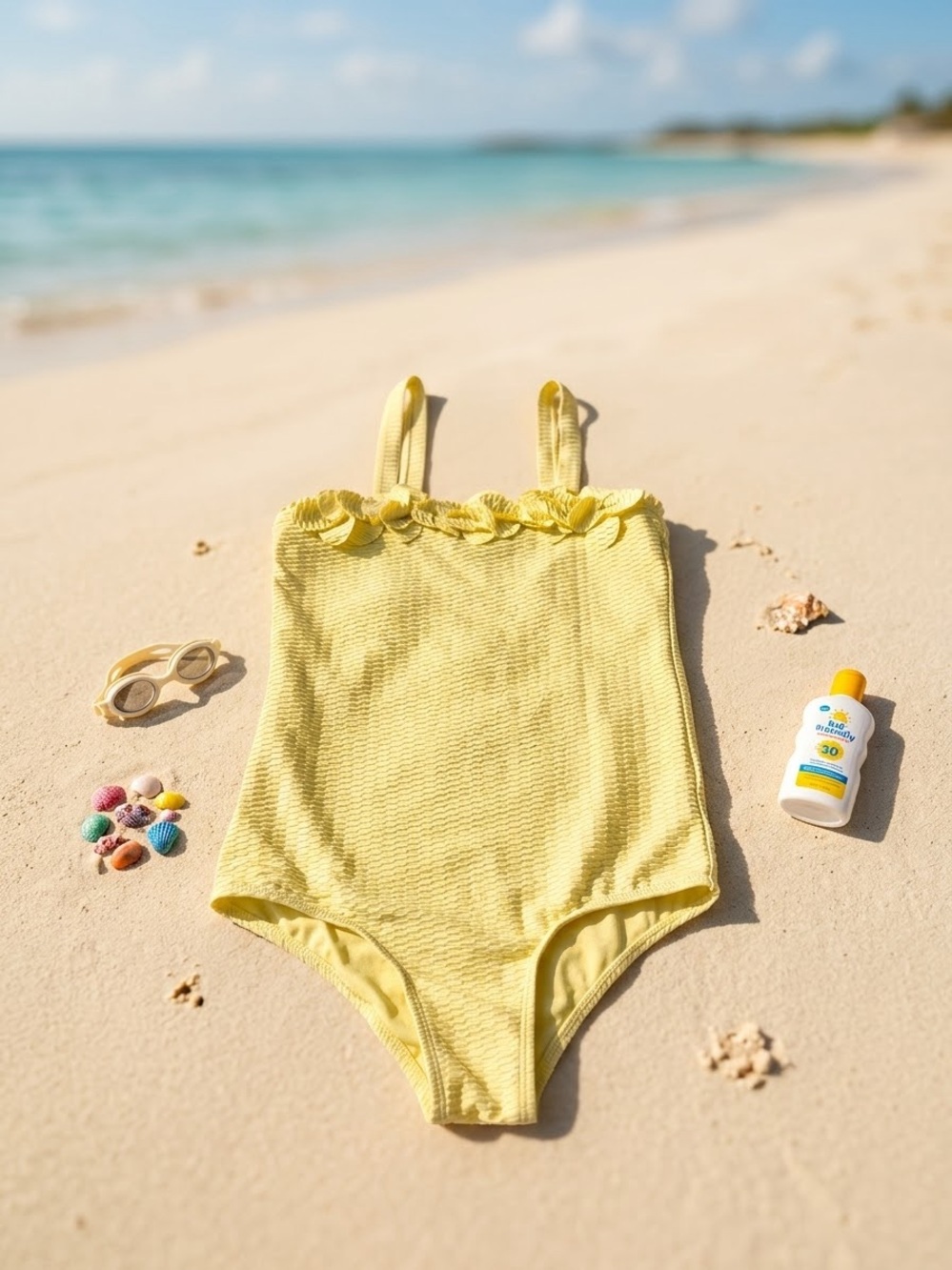 Jessica Simpson Yellow Ruffle-Trim One-Piece Swimsuit for Girls